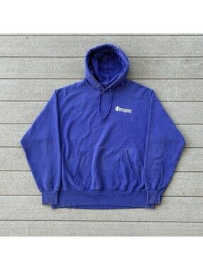 Champion Reverse Weave Stacked Script Logo Pullover Hoodie Men’s XL Blue Casual